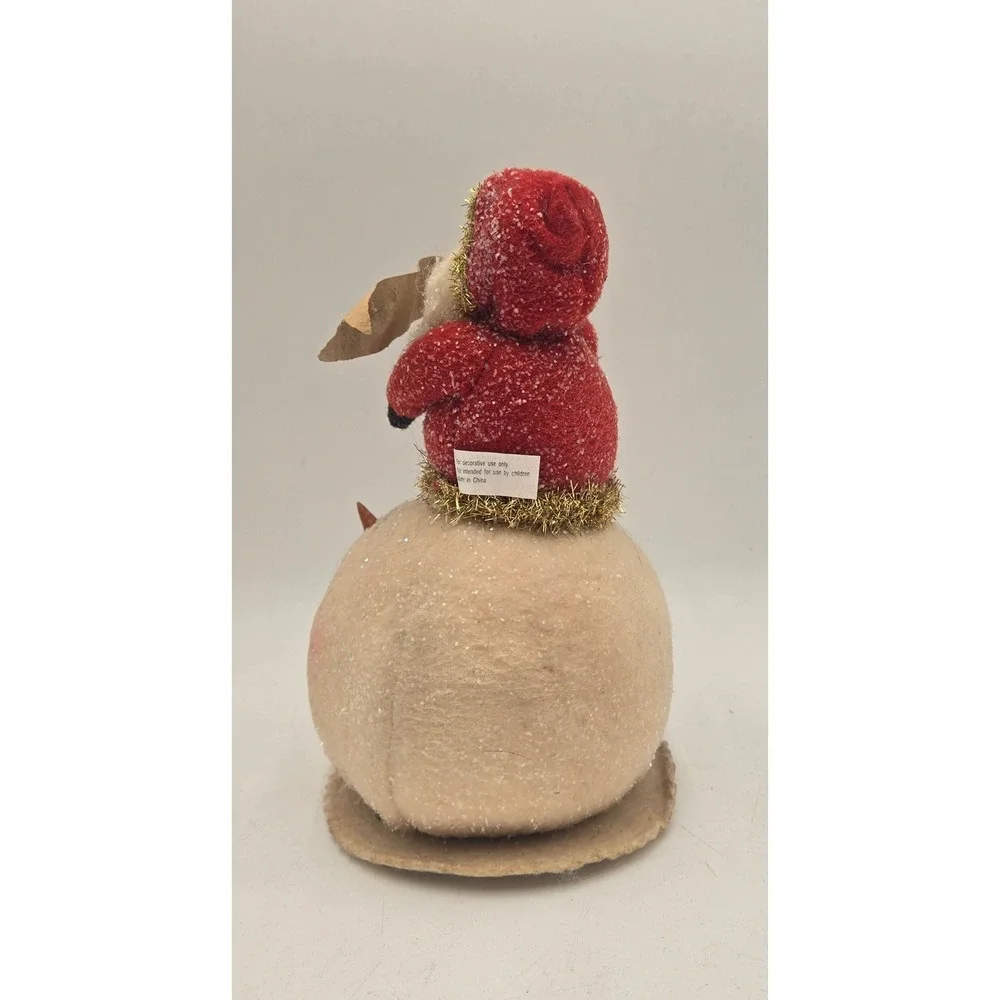 Folk Art Santa on Snowman Head Figurine Christmas Decor Rustic Dreams Scroll